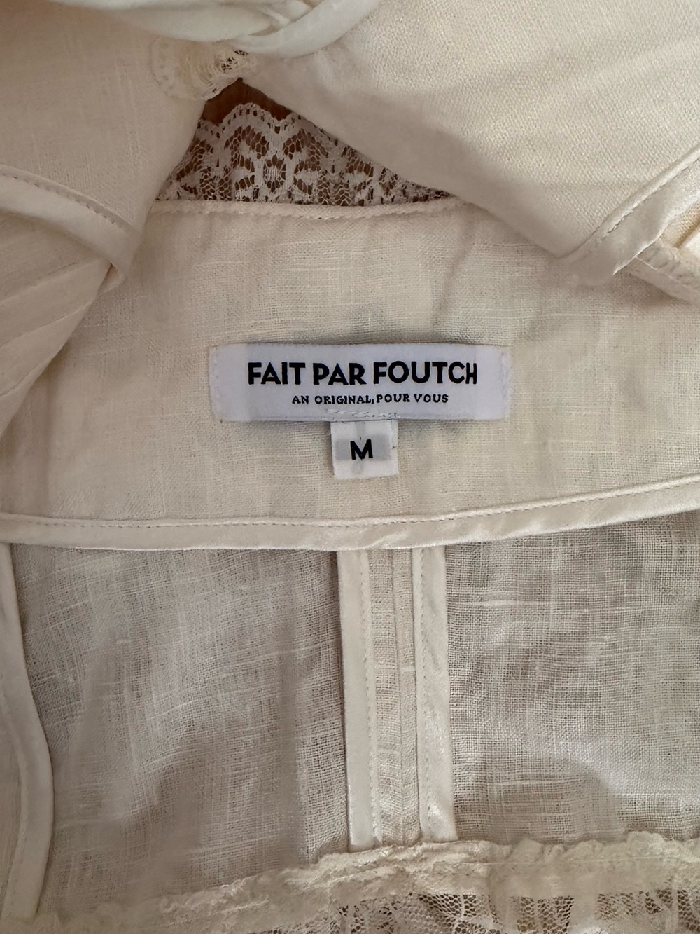 Fait Par Foutch Renee Ivory Linen Lace Corset Top M - Picture 4 of 13